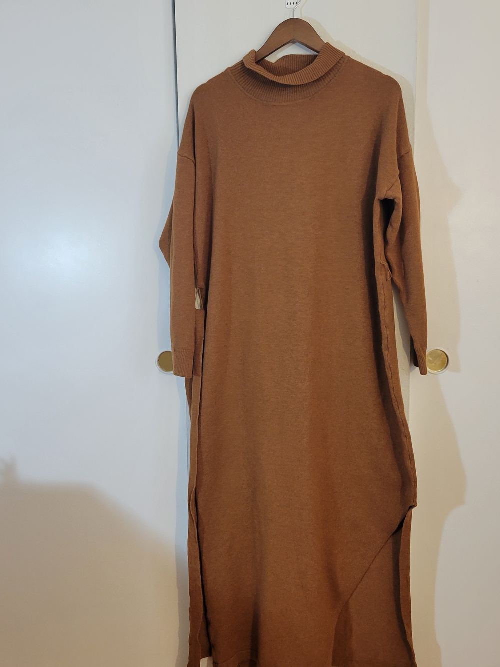 Eloquii Brown Turtleneck Maxi Sweater Dress